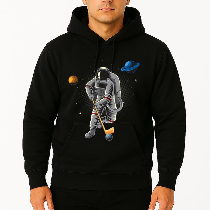 Astronaut playing Hockey in Space Planets Moon Hoodie