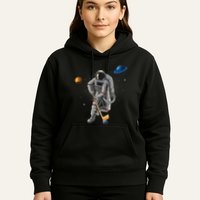 Astronaut playing Hockey in Space Planets Moon Hoodie
