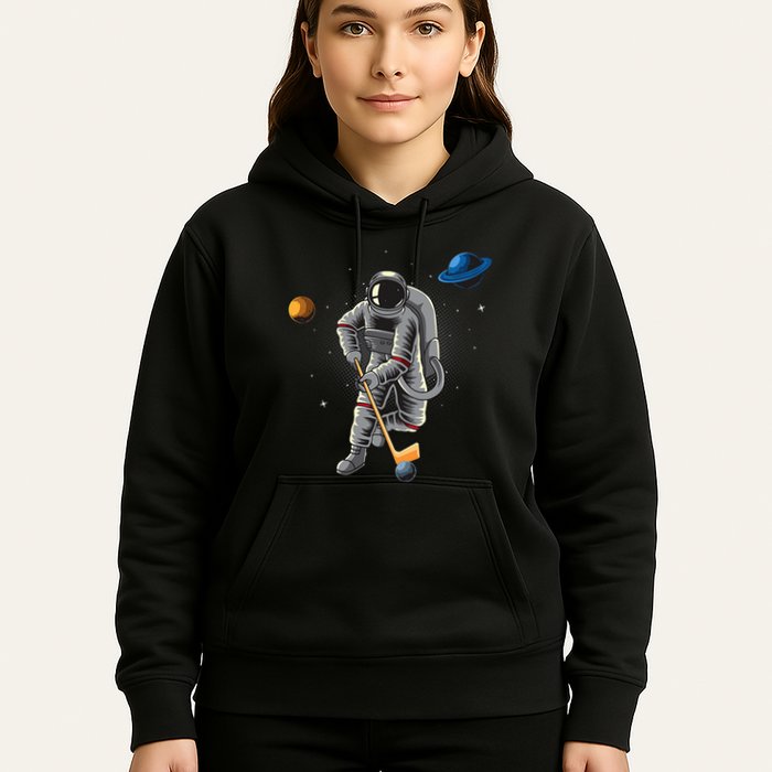 Astronaut playing Hockey in Space Planets Moon Hoodie