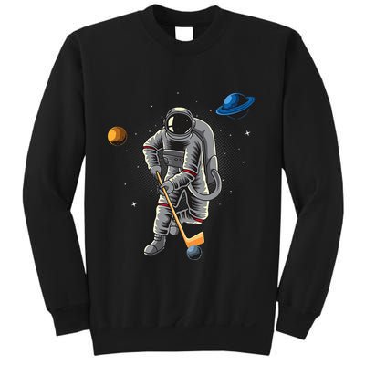 Astronaut playing Hockey in Space Planets Moon Sweatshirt