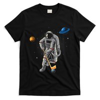 Astronaut playing Hockey in Space Planets Moon T-Shirt