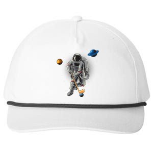 Astronaut playing Hockey in Space Planets Moon Snapback Five-Panel Rope Hat