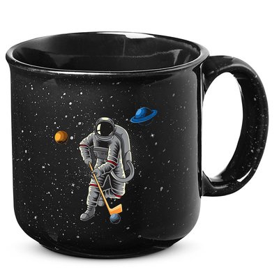 Astronaut playing Hockey in Space Planets Moon 15oz Campfire Ceramic Mug