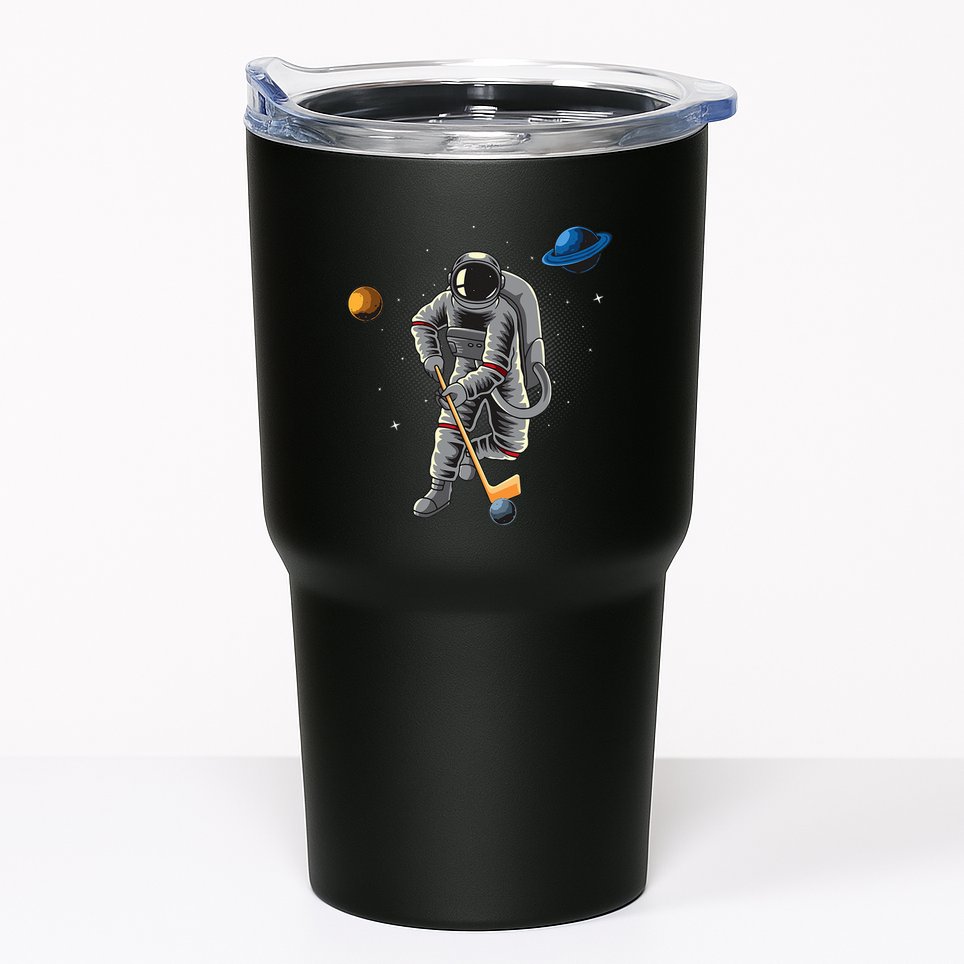 Astronaut playing Hockey in Space Planets Moon Tumbler
