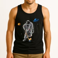 Astronaut playing Hockey in Space Planets Moon Tank Top
