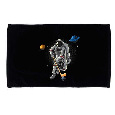 Astronaut playing Hockey in Space Planets Moon Microfiber Hand Towel