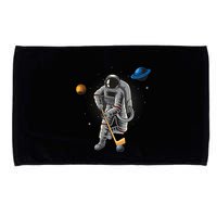 Astronaut playing Hockey in Space Planets Moon Microfiber Hand Towel