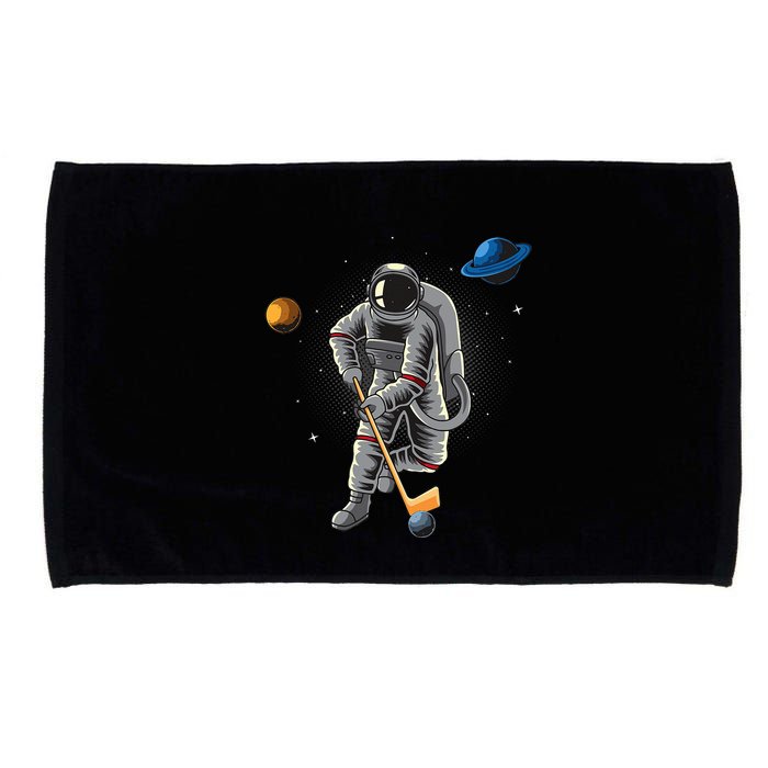 Astronaut playing Hockey in Space Planets Moon Microfiber Hand Towel