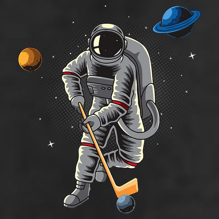 Astronaut playing Hockey in Space Planets Moon Microfiber Hand Towel