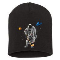 Astronaut playing Hockey in Space Planets Moon Short Acrylic Beanie
