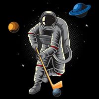 Astronaut playing Hockey in Space Planets Moon Short Acrylic Beanie