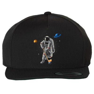 Astronaut playing Hockey in Space Planets Moon Wool Snapback Cap