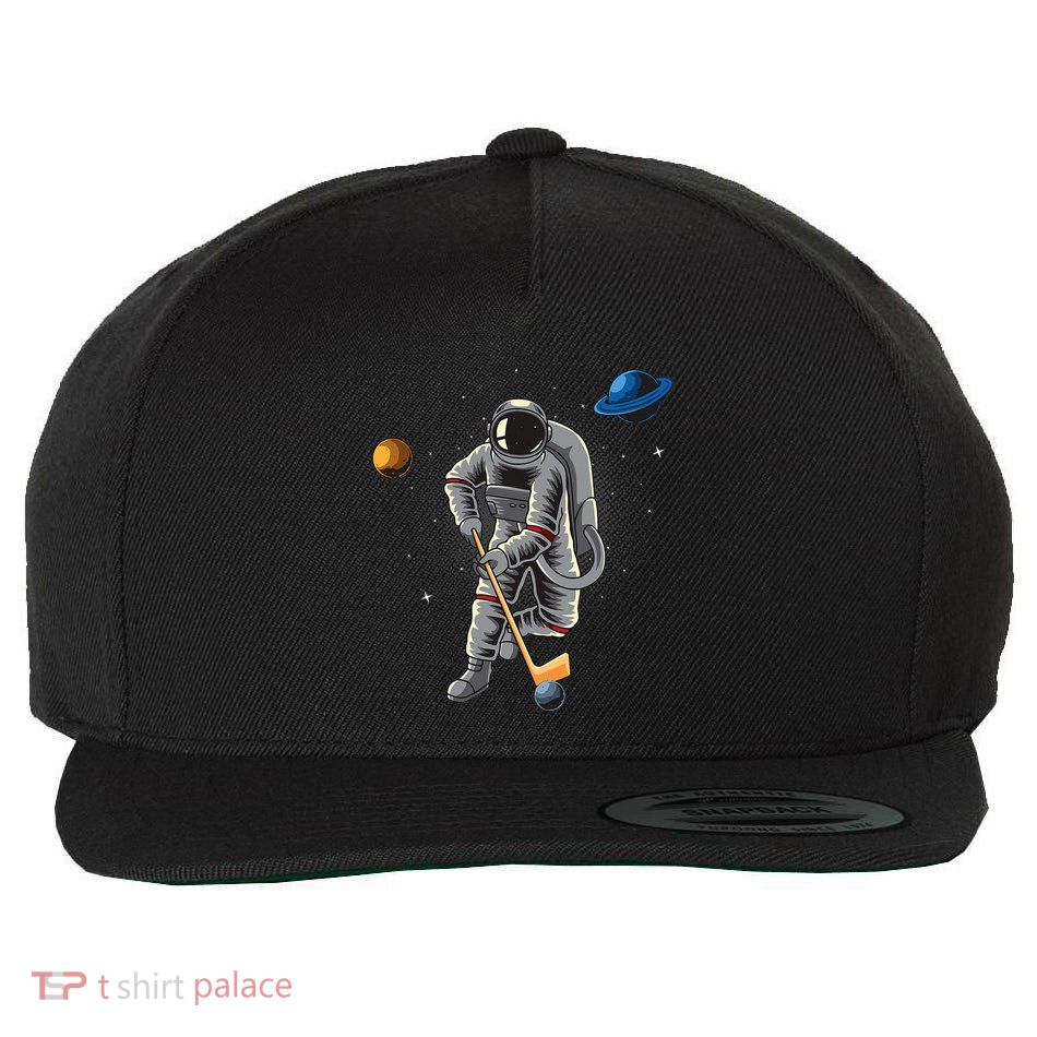 Astronaut playing Hockey in Space Planets Moon Wool Snapback Cap