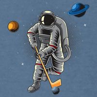 Astronaut playing Hockey in Space Planets Moon Garment-Dyed Sweatshirt
