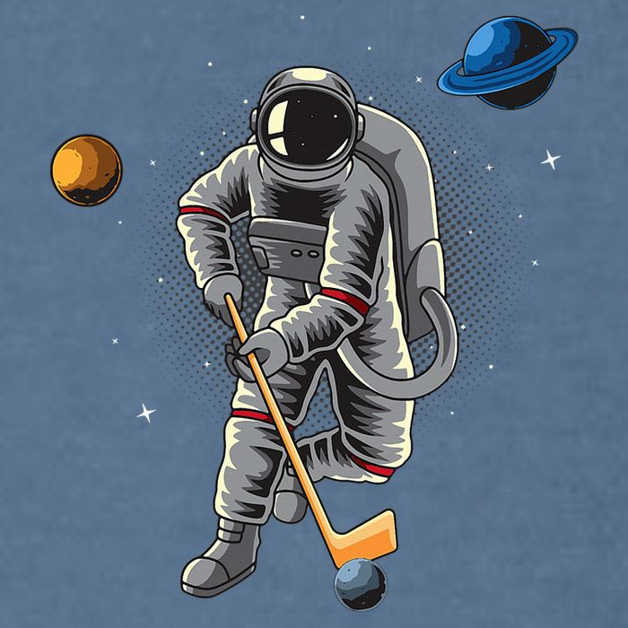Astronaut playing Hockey in Space Planets Moon Garment-Dyed Sweatshirt
