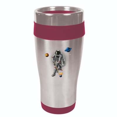 Astronaut playing Hockey in Space Planets Moon 16oz Travel Tumbler