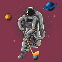 Astronaut playing Hockey in Space Planets Moon 16oz Travel Tumbler