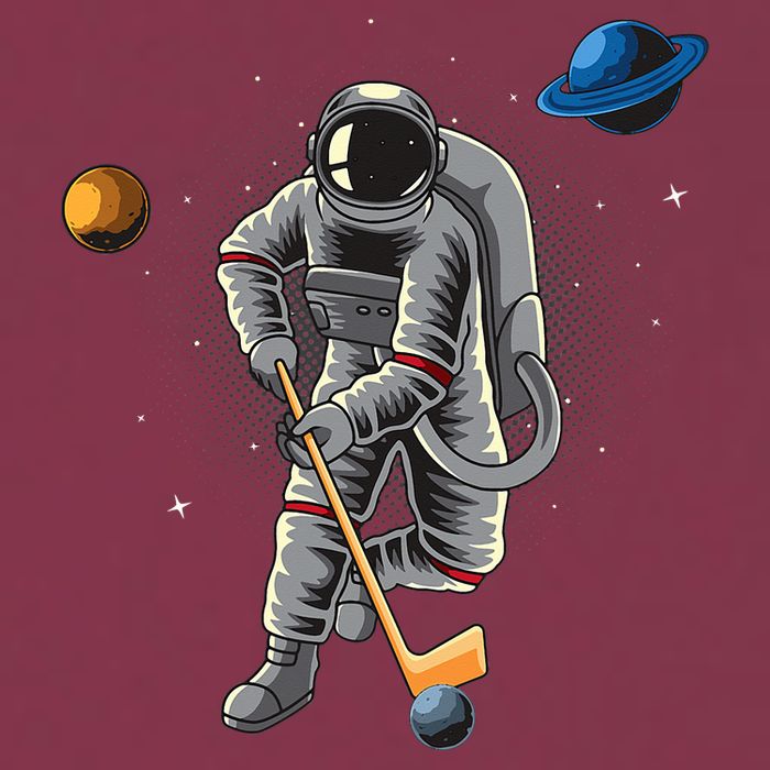 Astronaut playing Hockey in Space Planets Moon 16oz Travel Tumbler