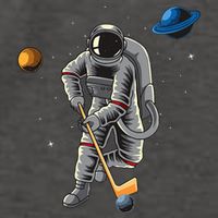 Astronaut playing Hockey in Space Planets Moon Vector Backpack