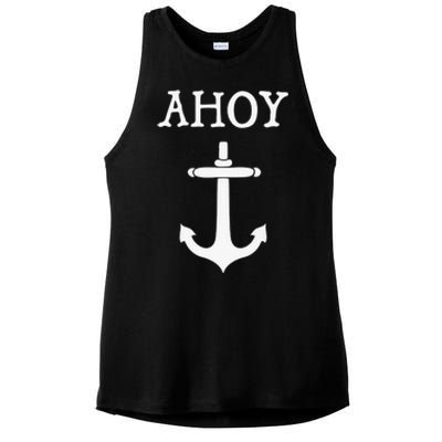 Ahoy Pirate Humor Anchor Ship Ocean Beach Sea Funny Ladies PosiCharge Tri-Blend Wicking Tank