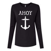 Ahoy Pirate Humor Anchor Ship Ocean Beach Sea Funny Womens Cotton Relaxed Long Sleeve T-Shirt