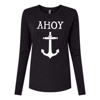 Ahoy Pirate Humor Anchor Ship Ocean Beach Sea Funny Womens Cotton Relaxed Long Sleeve T-Shirt