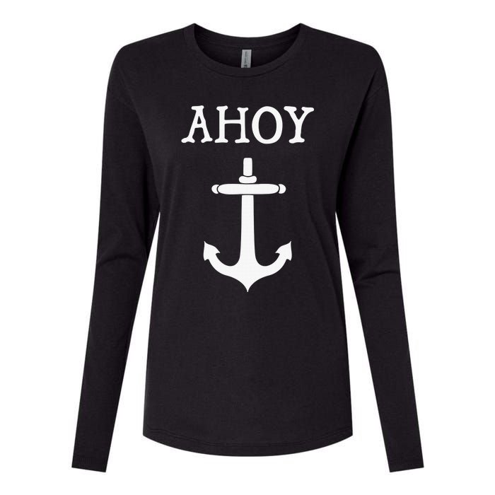 Ahoy Pirate Humor Anchor Ship Ocean Beach Sea Funny Womens Cotton Relaxed Long Sleeve T-Shirt