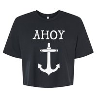 Ahoy Pirate Humor Anchor Ship Ocean Beach Sea Funny Bella+Canvas Jersey Crop Tee