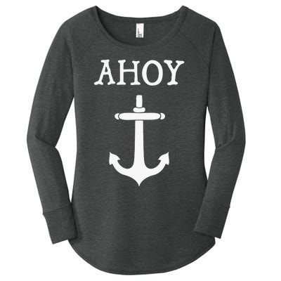 Ahoy Pirate Humor Anchor Ship Ocean Beach Sea Funny Women's Perfect Tri Tunic Long Sleeve Shirt