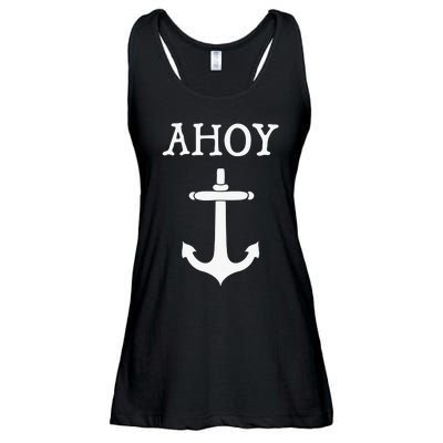 Ahoy Pirate Humor Anchor Ship Ocean Beach Sea Funny Ladies Essential Flowy Tank