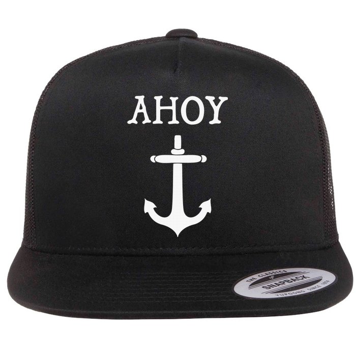 Ahoy Pirate Humor Anchor Ship Ocean Beach Sea Funny Flat Bill Trucker Hat