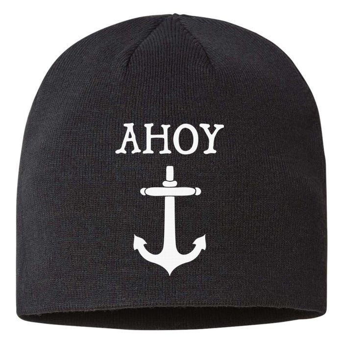 Ahoy Pirate Humor Anchor Ship Ocean Beach Sea Funny Sustainable Beanie