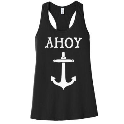 Ahoy Pirate Humor Anchor Ship Ocean Beach Sea Funny Women's Racerback Tank