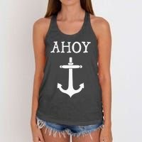 Ahoy Pirate Humor Anchor Ship Ocean Beach Sea Funny Women's Knotted Racerback Tank