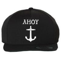 Ahoy Pirate Humor Anchor Ship Ocean Beach Sea Funny Wool Snapback Cap