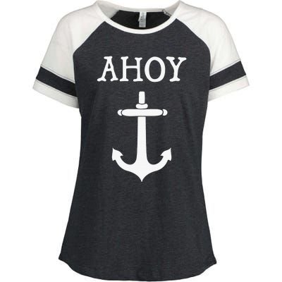 Ahoy Pirate Humor Anchor Ship Ocean Beach Sea Funny Enza Ladies Jersey Colorblock Tee