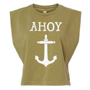 Ahoy Pirate Humor Anchor Ship Ocean Beach Sea Funny Garment-Dyed Women's Muscle Tee