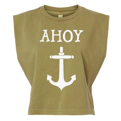 Ahoy Pirate Humor Anchor Ship Ocean Beach Sea Funny Garment-Dyed Women's Muscle Tee