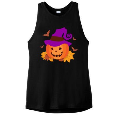 Autumn Pumpkin Halloween Ladies PosiCharge Tri-Blend Wicking Tank