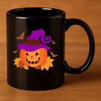 Autumn Pumpkin Halloween 11oz C Handle Ceramic Mug