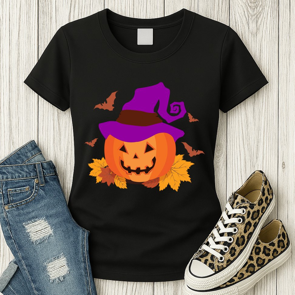 Autumn Pumpkin Halloween Womens T-Shirt