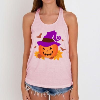 Autumn Pumpkin Halloween Women's Knotted Racerback Tank