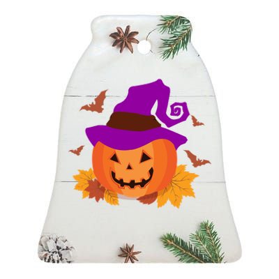 Autumn Pumpkin Halloween Ceramic Bell Ornament