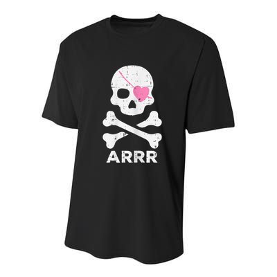 Arrr Pirate Heart Eyepatch Halloween Women Youth Performance Sprint T-Shirt