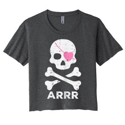 Arrr Pirate Heart Eyepatch Halloween Women Women's Crop Top Tee