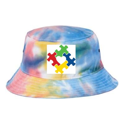 Autism Puzzle Heart Tie Dye Newport Bucket Hat