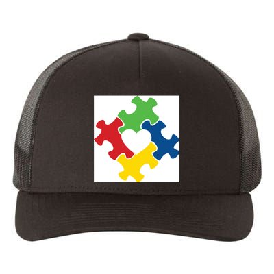 Autism Puzzle Heart Yupoong Adult 5-Panel Trucker Hat