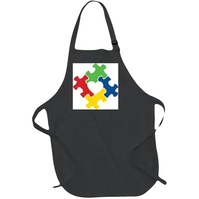 Autism Puzzle Heart Full-Length Apron With Pockets