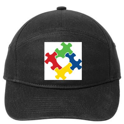 Autism Puzzle Heart 7-Panel Snapback Hat