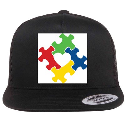Autism Puzzle Heart Flatbill Hat